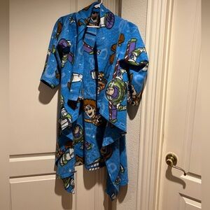 Kids Disney Toy Story Pixar Snuggie Fleece Robe Wearable Blanket Blue Woody Buzz